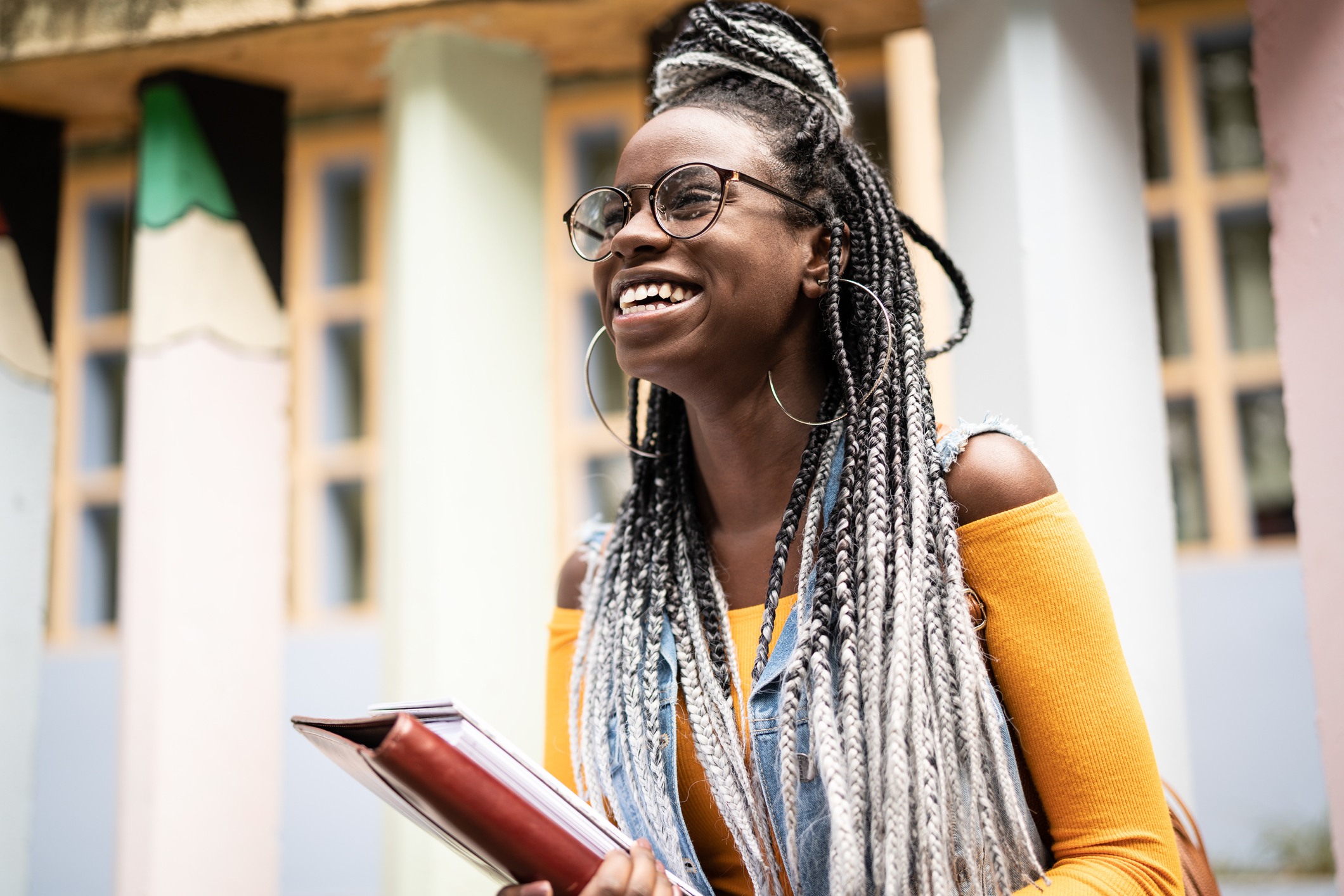 A young woman smiling, in Nigeria