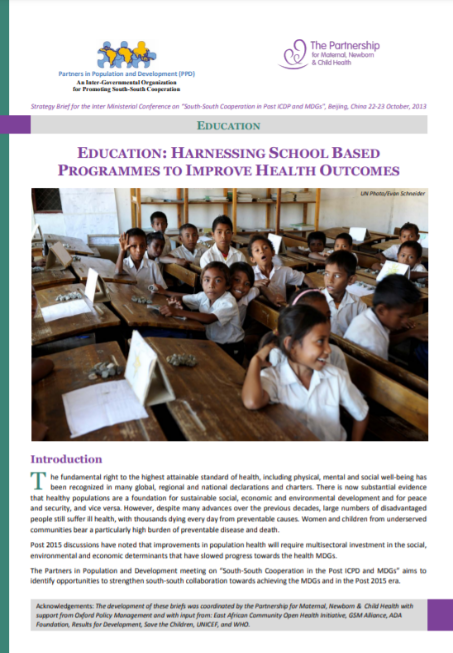 Education: harnessing school based programmes to improve health outcomes