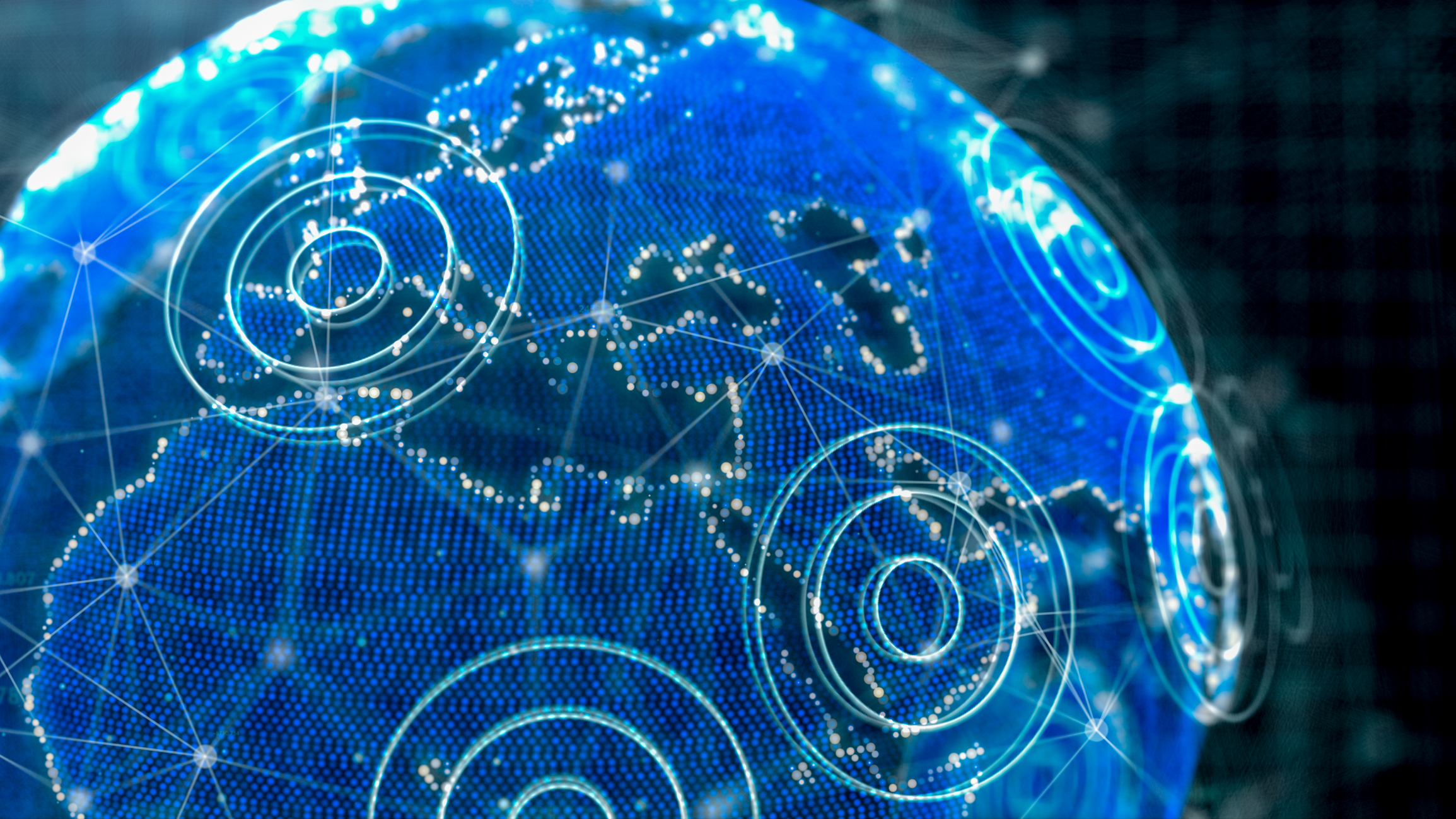 3D rendering Futuristic Global communication concept,Technology Network Data Connection and Wireless Technology, Network Marketing and Cyber Security