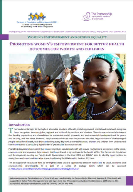 Promoting women’s empowerment for better health outcomes for women and children