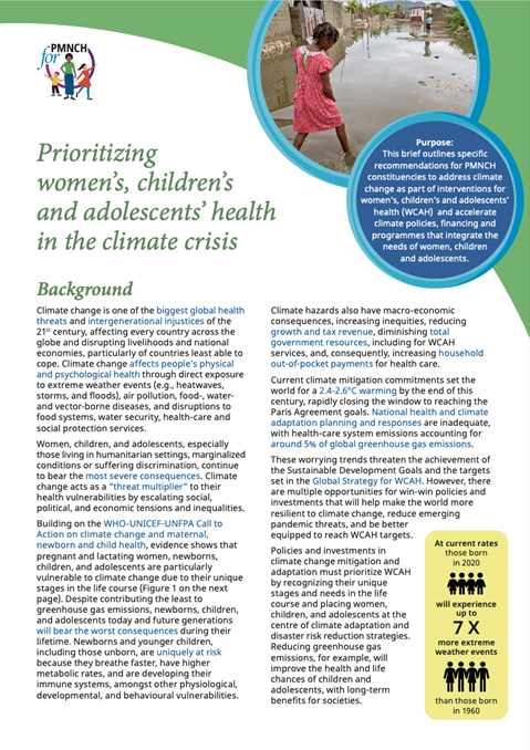 Prioritizing women’s, children’s and adolescents’ health in the climate crisis