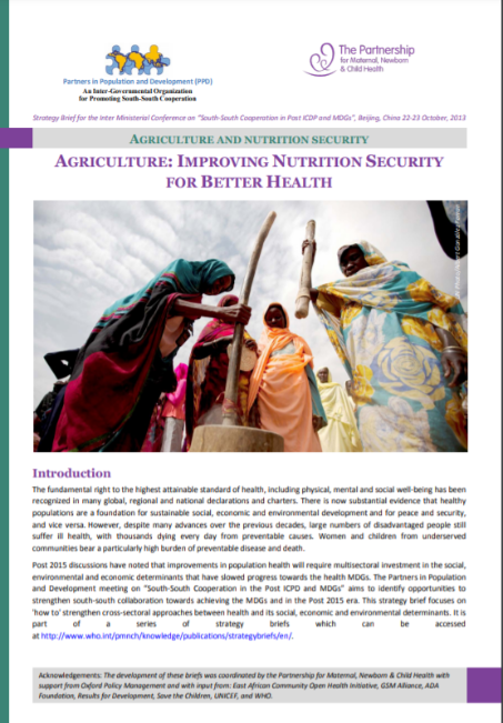 Agriculture: improving nutrition security for better health