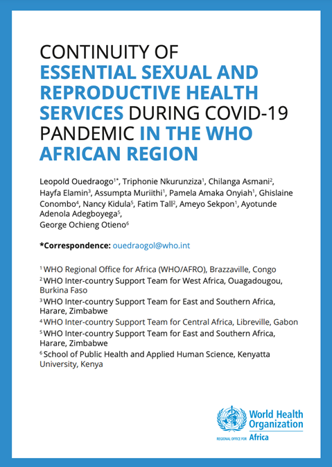 Continuity of essential sexual and reproductive health services during covid-19 pandemic in the who African region