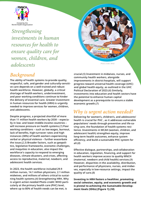 Strengthening Investments in Human Resources for Health to Ensure Quality Care for Women, Children, and Adolescents