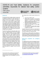 COVID-19 and Food Safety: Guidance for competent authorities responsible for national food safety control systems