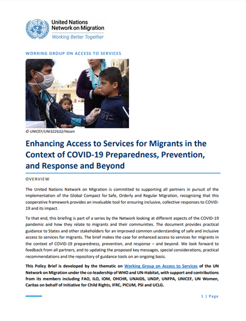 Enhancing access to services for migrants in the context of COVID-19 preparedness, prevention, and response and beyond