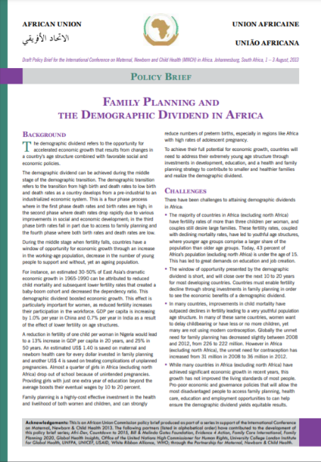 Family planning and the demographic dividend in Africa