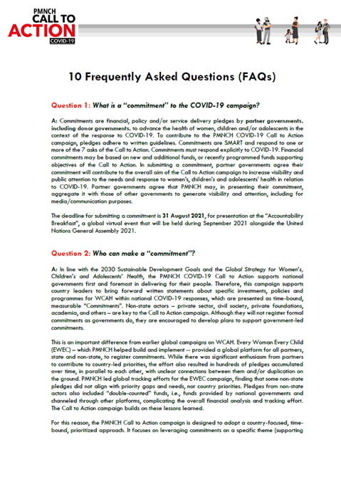 FAQs on COVID-19 Call to Action campaign
