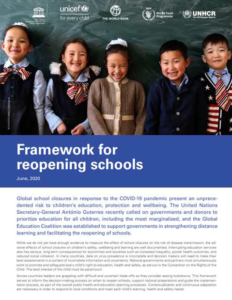 Framework for reopening schools