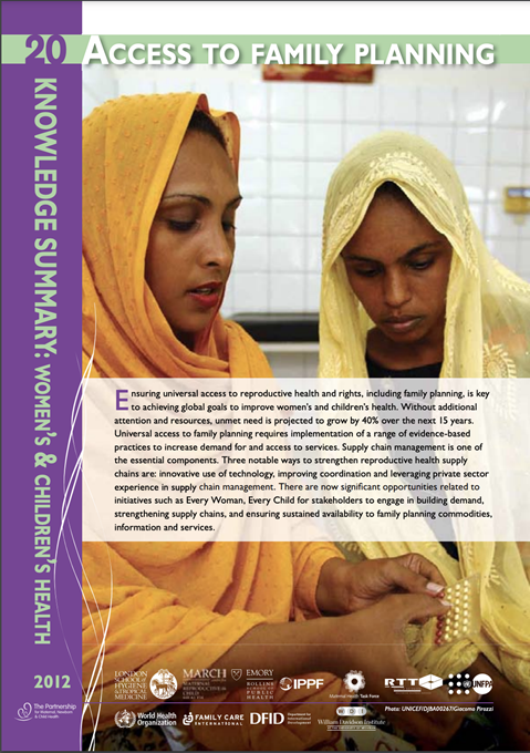 PMNCH Knowledge Summary #20 Access to Family Planning