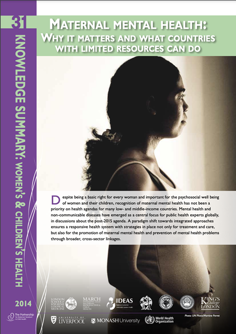 PMNCH Knowledge Summary #31 Maternal mental health: Why it matters and what countries with limited resources can do