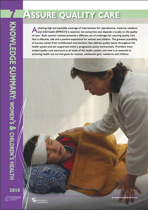 PMNCH Knowledge Summary #7 Assure Quality Care