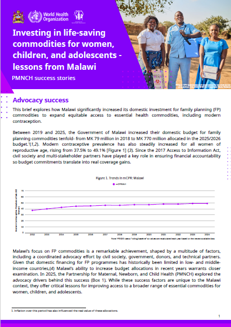 Investing in life-saving commodities for women, children, and adolescents: lessons from Malawi