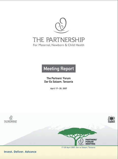 Partners' Forum, April 2007: Meeting report