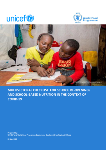 Multisectoral Checklist for School Reopening and School based Nutrition in the context of COVID-19