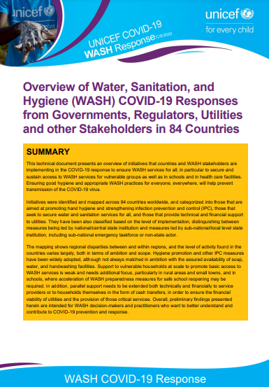 Overview of Water, Sanitation, and Hygiene (WASH) COVID-19 Responses from Governments, Regulators, Utilities and other Stakeholders in 84 Countries
