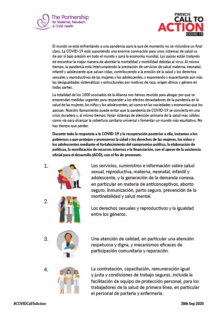 PMNCH Call-to-Action COVID-19
