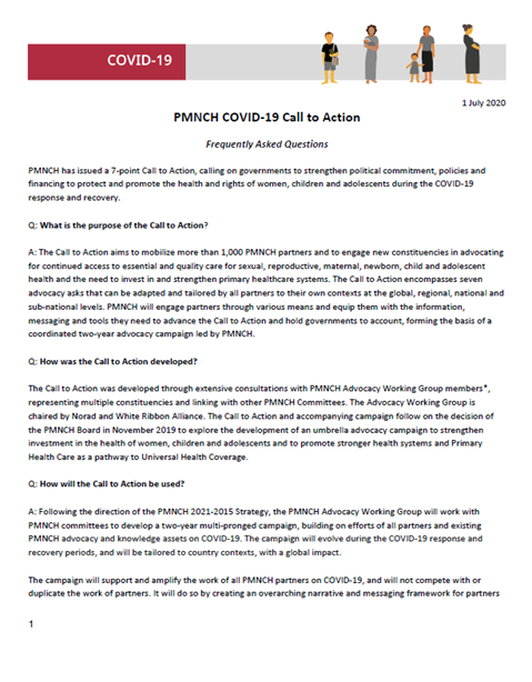 FAQ: COVID-19 Call-to-Action