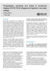 Preparedness, prevention and control of coronavirus disease (COVID-19) for refugees and migrants in non-camp settings