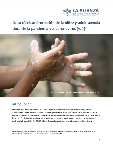 Nota técnica: Protección de la niñez y adolescencia durante la pandemia del coronavirus (v. 1)