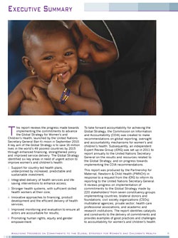 The PMNCH 2012 Report. Analysing Progress on Commitments to the Global Strategy for Women’s and Children’s Health. Executive Summary
