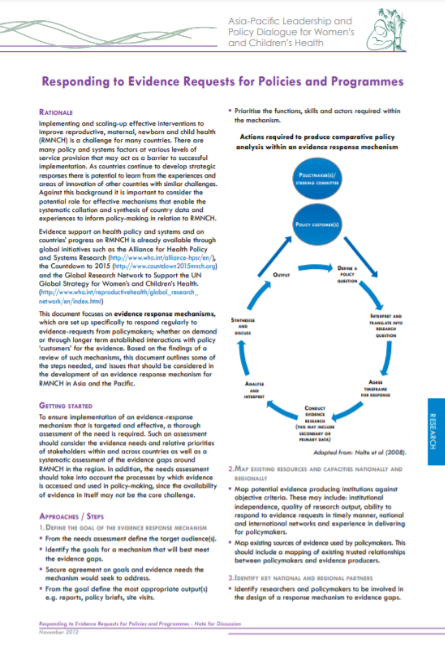 Responding to evidence requests for policies and programmes