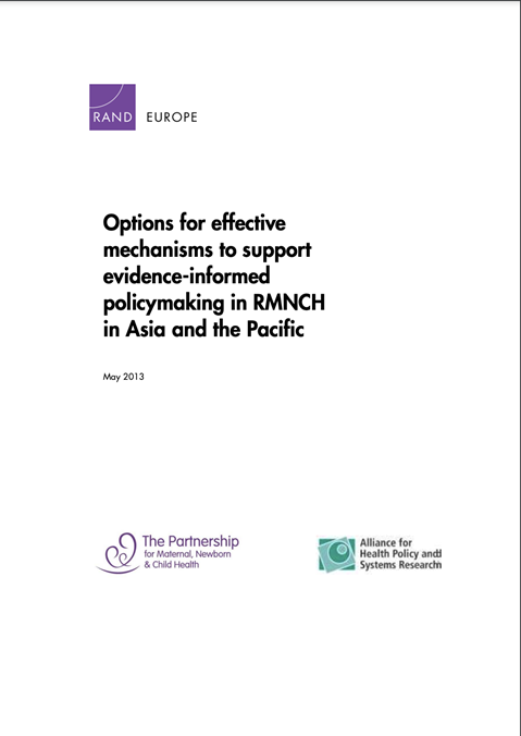 Options for effective mechanisms to support evidence-informed policymaking in RMNCH in Asia and the Pacific