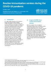 Routine immunization services during the COVID-19 pandemic