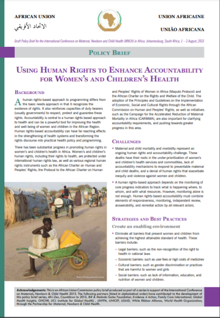 Using Human Rights to Enhance Accountability for Women’s and Children’s Health 2013