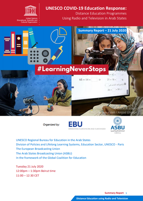 UNESCO COVID-19 education response: distance education programmes using radio and television in Arab States